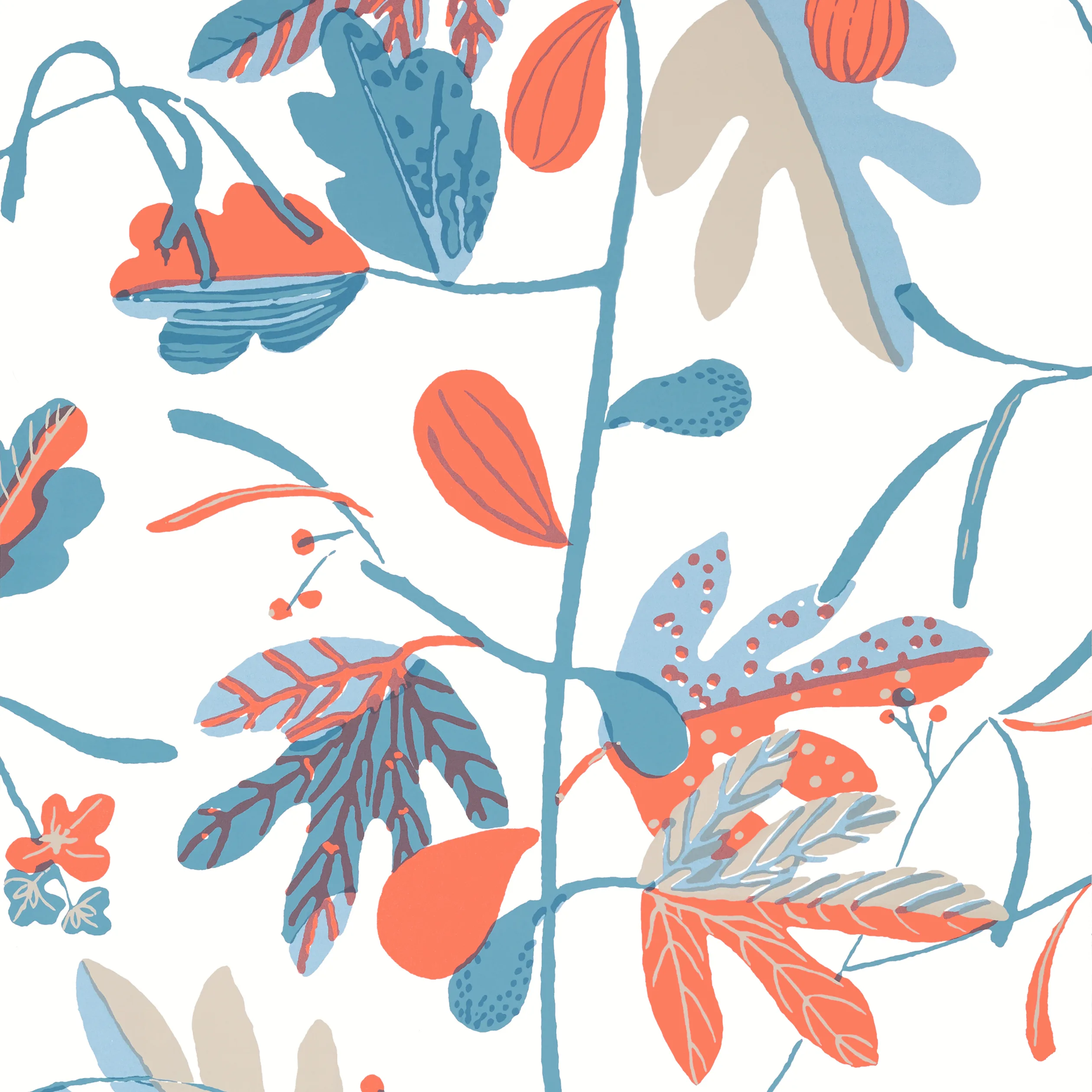 T16207 | Matisse Leaf – French Blue and Coral