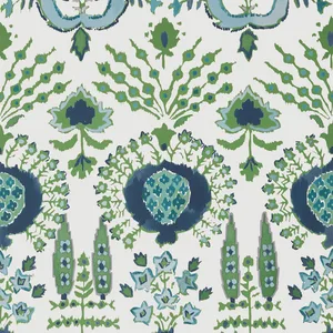 Thibaut Mendoza Suzani in Blue and Green on White (T16240)
