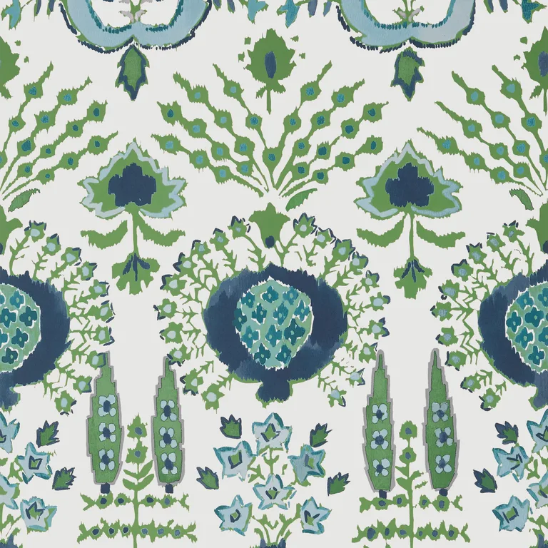Thibaut Mendoza Suzani in Blue and Green on White (T16240)