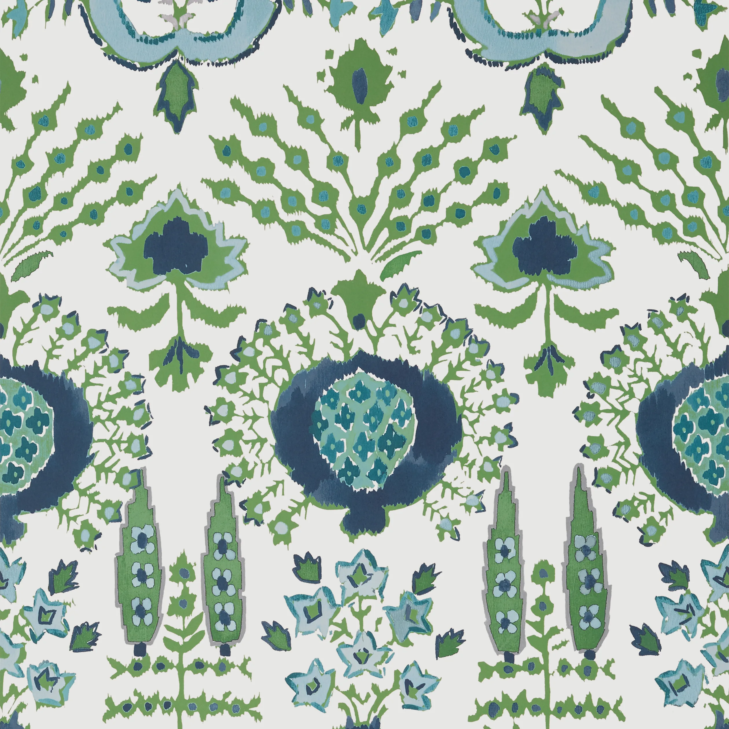 T16240 | Mendoza Suzani – Blue and Green on White