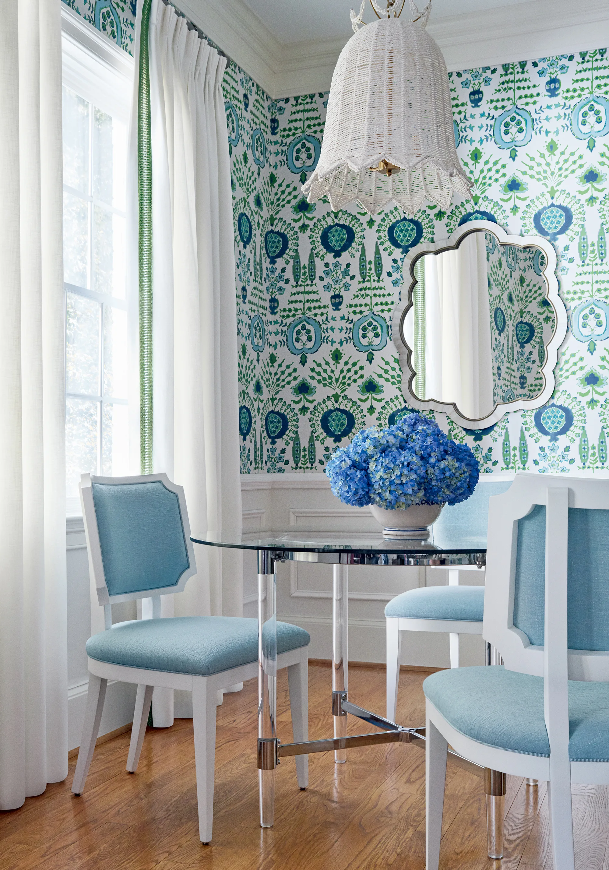 Thibaut Mendoza Suzani in Blue and Green on White (T16240)