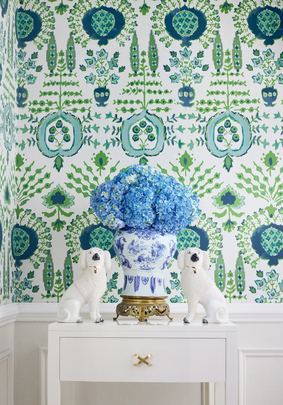 Thibaut Mendoza Suzani in Blue and Green on White (T16240)