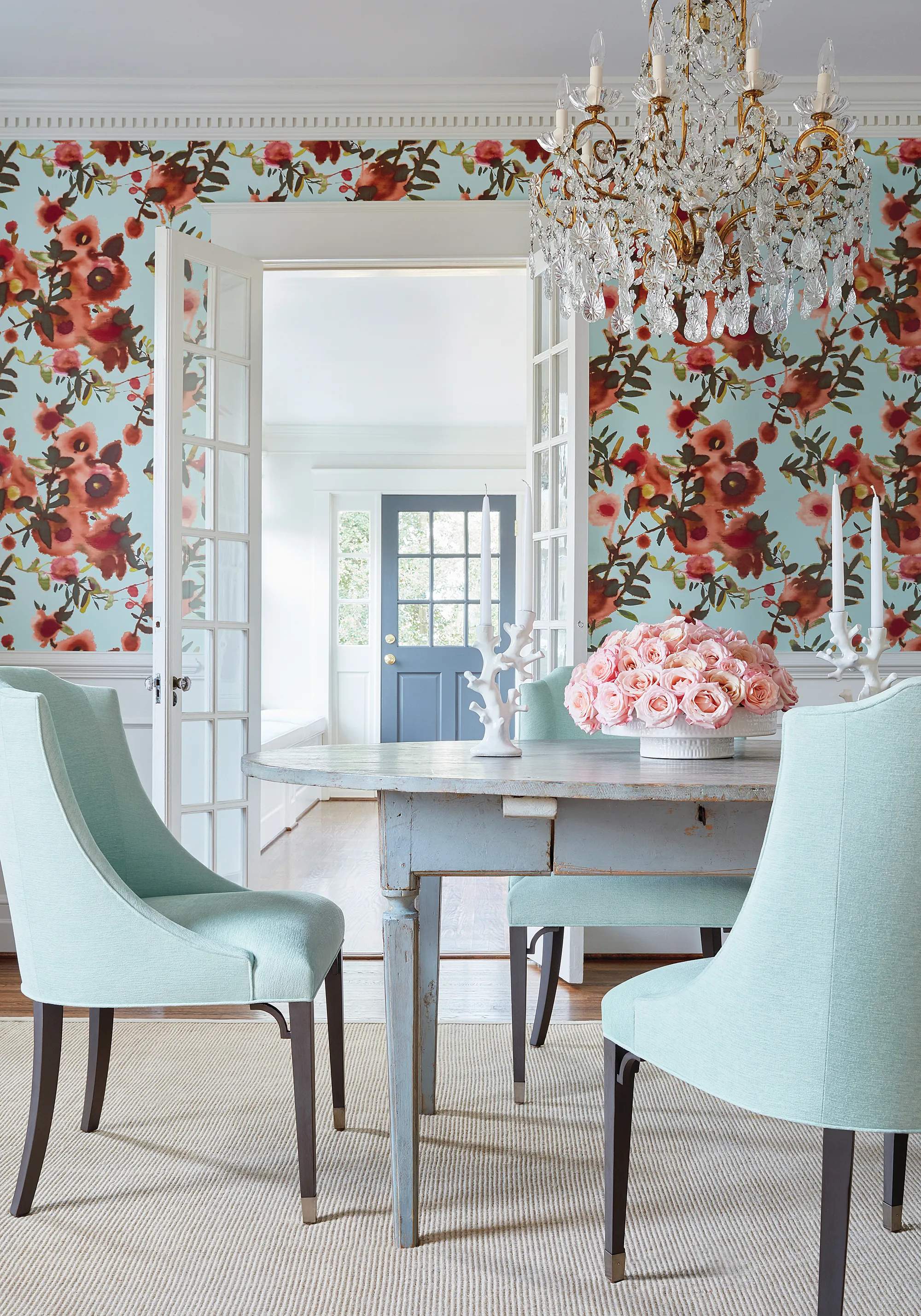Thibaut Open Spaces in Aqua and Coral (T13086)