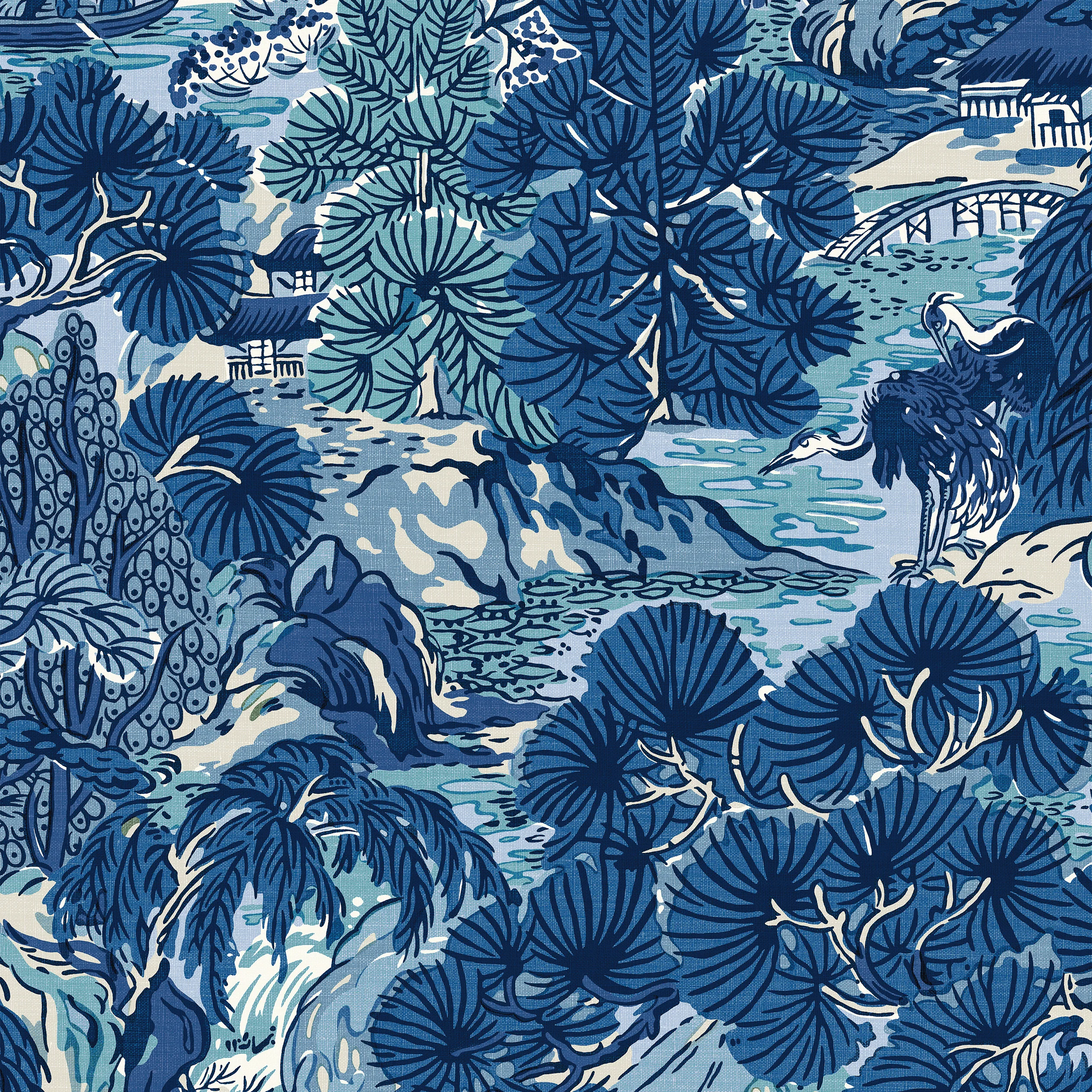 Thibaut Pagoda Trees in Blues (T42023)