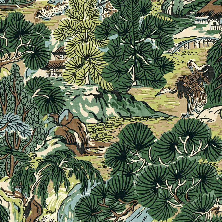 Thibaut Pagoda Trees in Brown and Green (T42025)