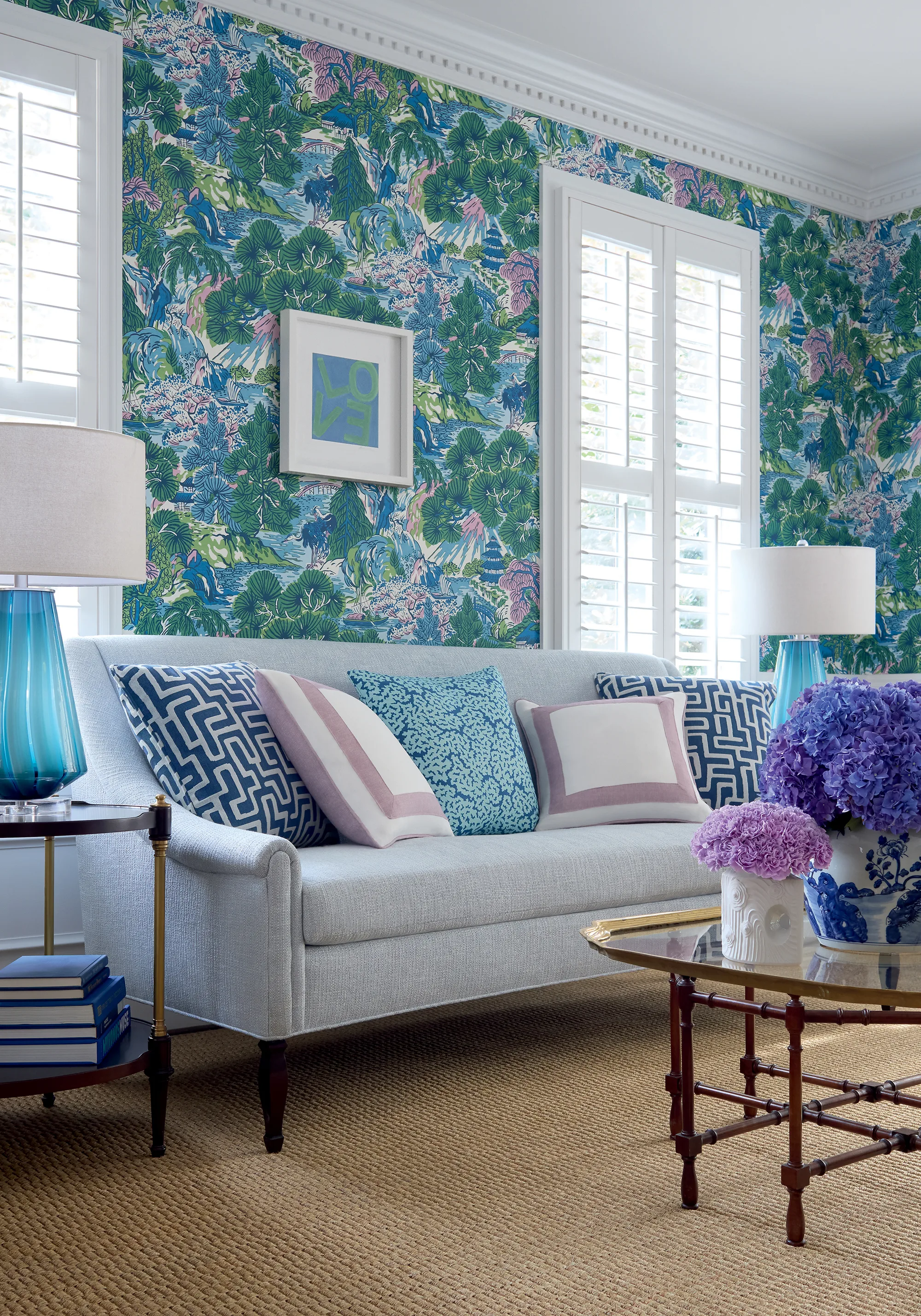 Thibaut Pagoda Trees in Lavender and Blue (T42024)