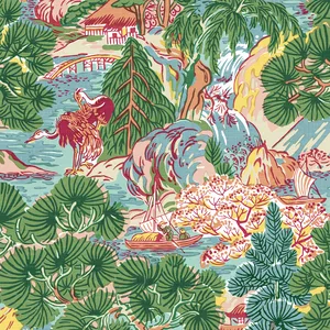 Thibaut Pagoda Trees in Pink and Green (T42026)