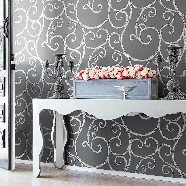 Anna French Palace Gate in Silver on Charcoal (AT6052)