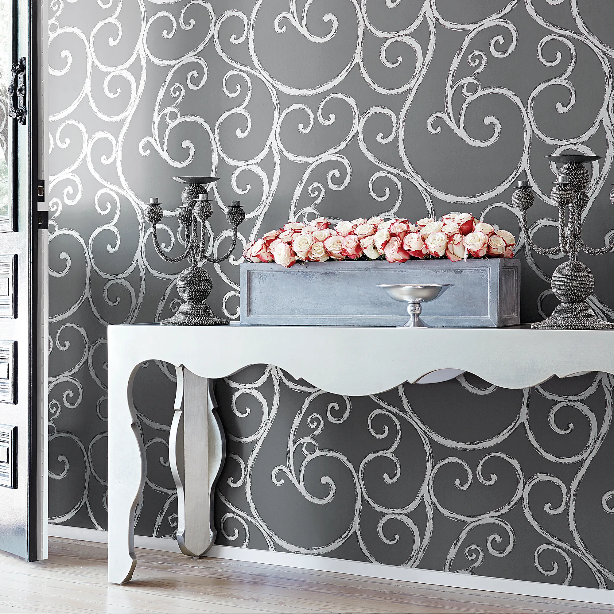 Anna French Palace Gate in Silver on Charcoal (AT6052)