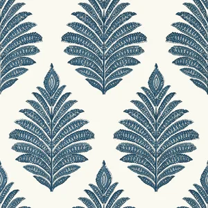 Anna French Palampore Leaf in Blue and White (AT78725)
