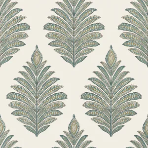 Anna French Palampore Leaf in Robin's Egg and Beige (AT78723)
