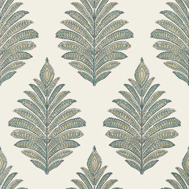Anna French Palampore Leaf in Robin's Egg and Beige (AT78723)