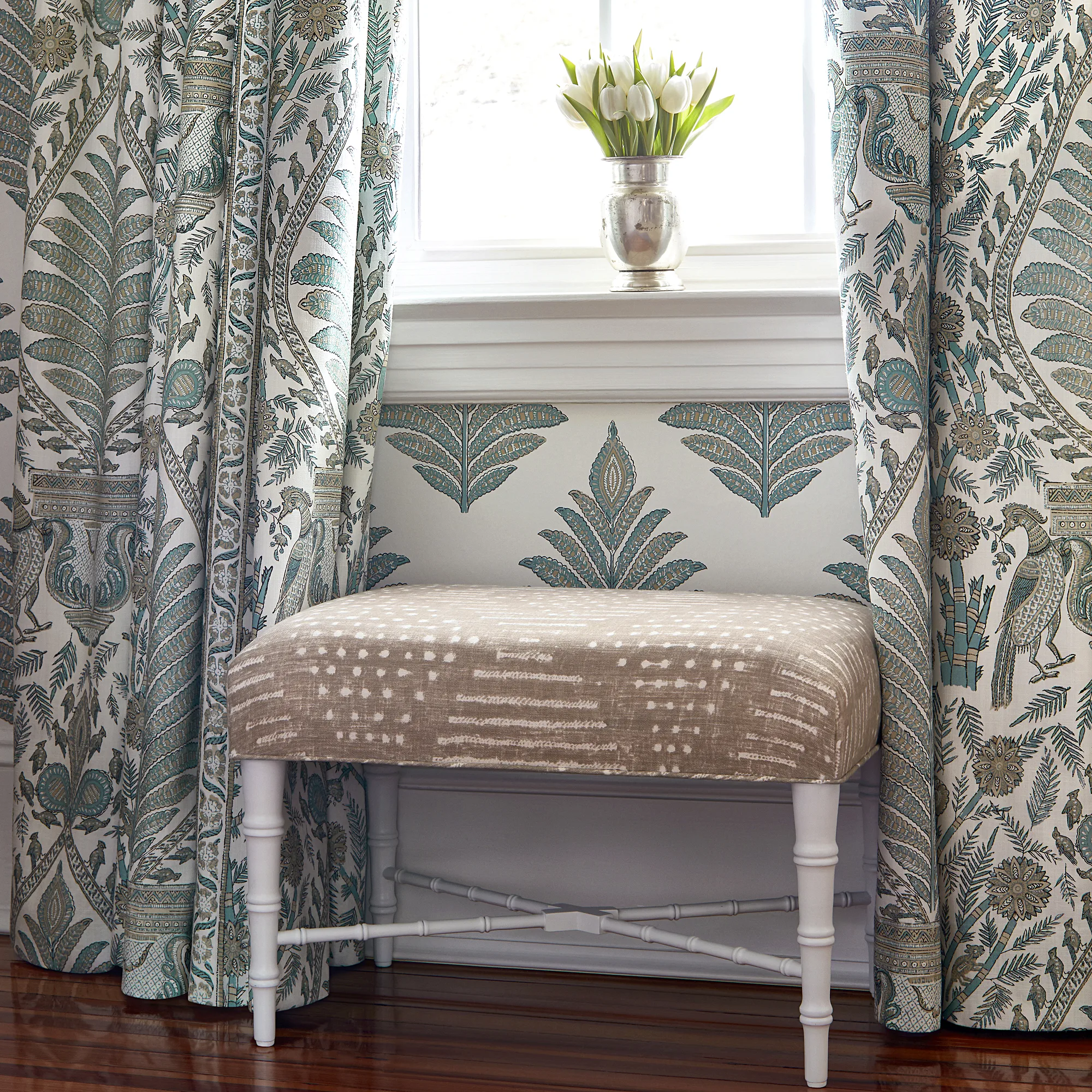 Anna French Palampore Leaf in Robin's Egg and Beige (AT78723)