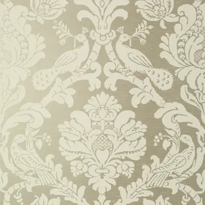 Thibaut Passaro Damask in Cream on Metallic Pewter (T89136)