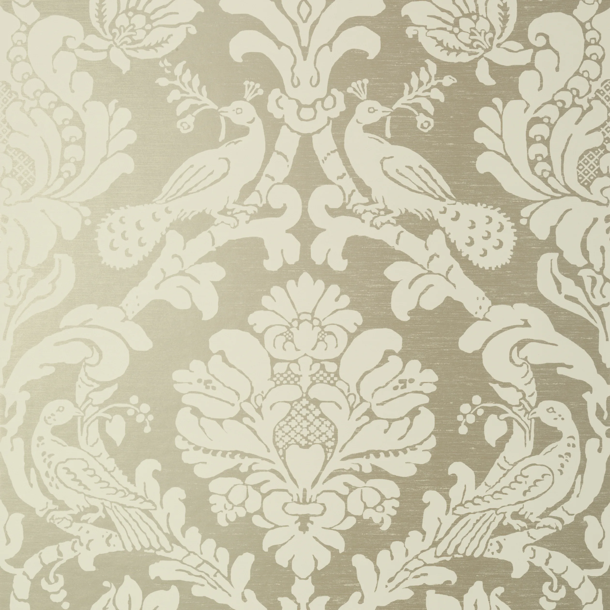 Thibaut Passaro Damask in Cream on Metallic Pewter (T89136)