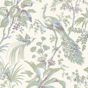 Anna French Peacock Toile in Green and Plum (AT57829)