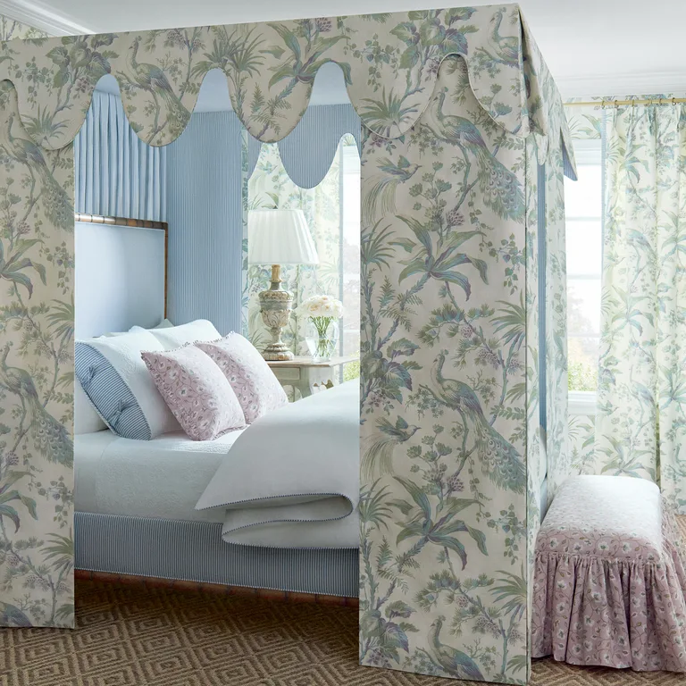 Anna French Peacock Toile in Green and Plum (AT57829)