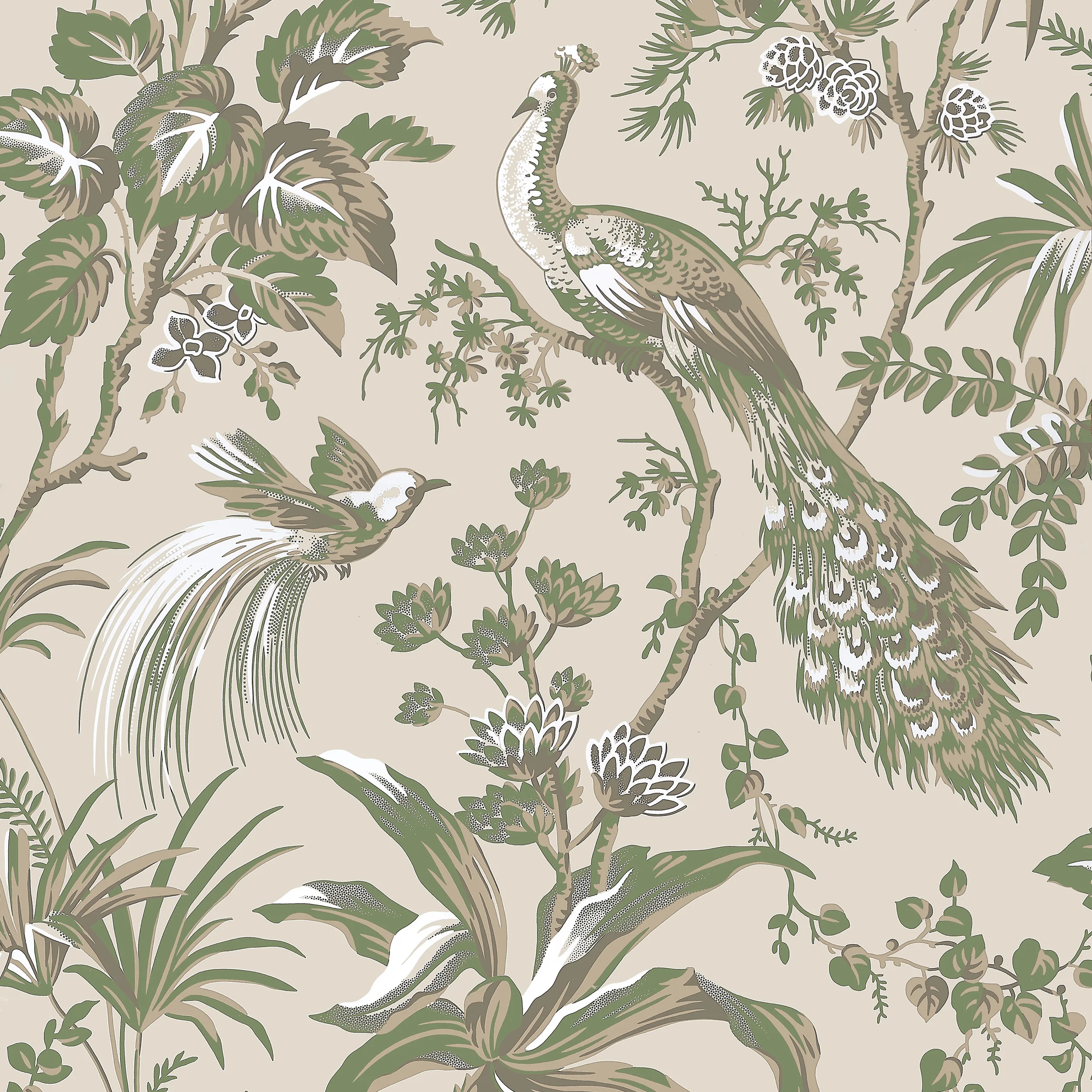 AT57832 | Peacock Toile – Green on Natural