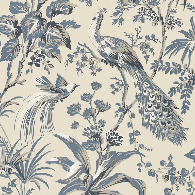Anna French Peacock Toile in Slate and Black (AT57833)