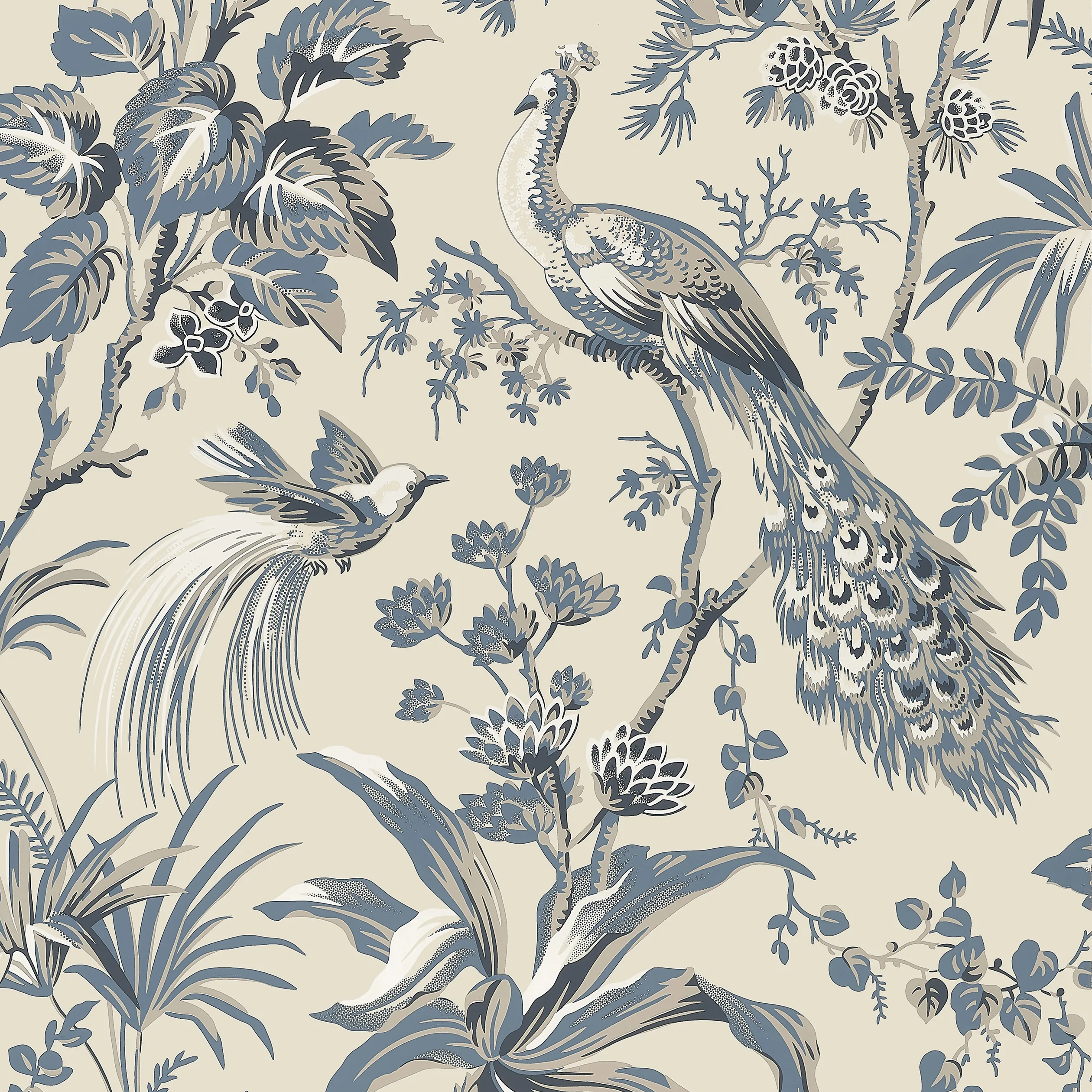 AT57833 | Peacock Toile – Slate and Black