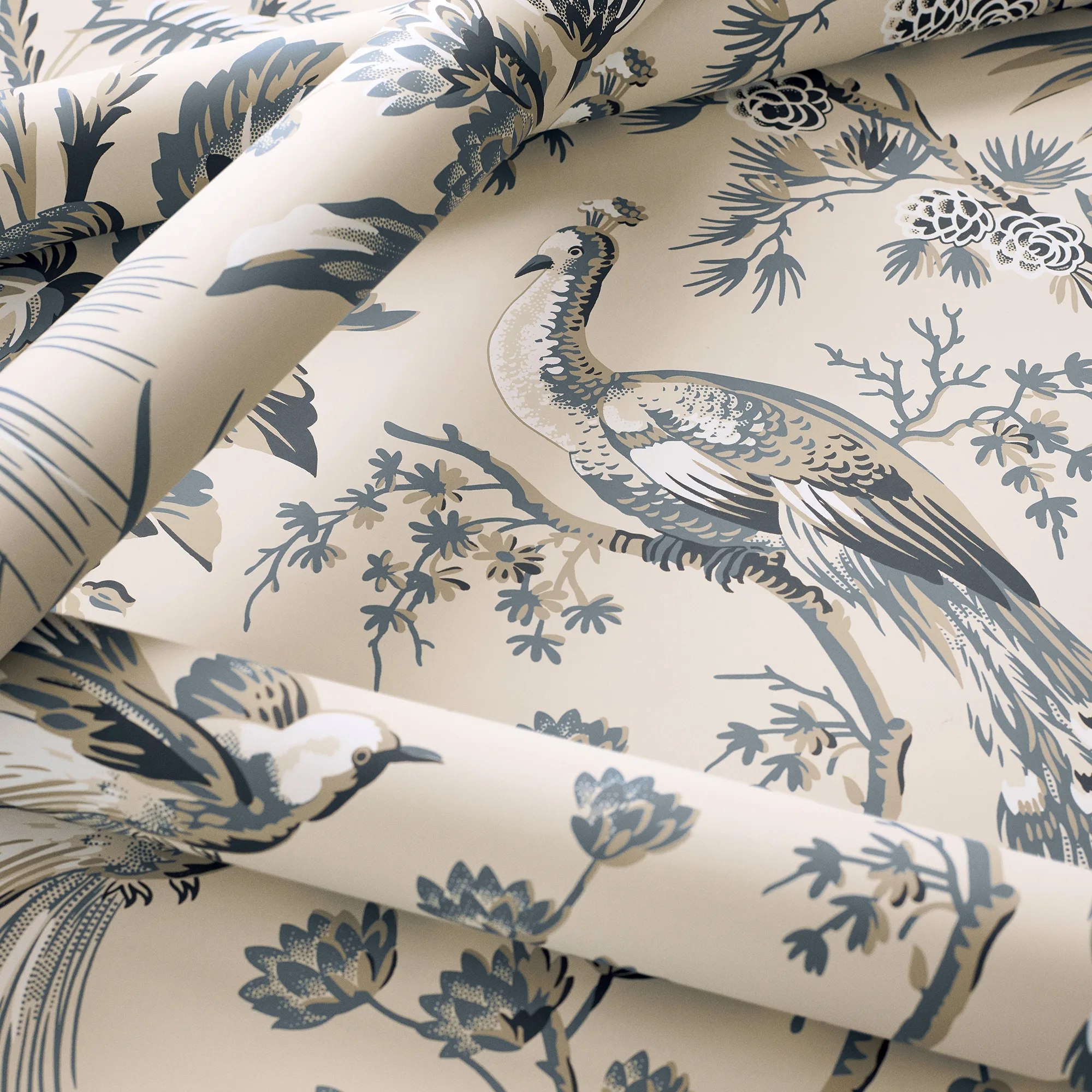 Anna French Peacock Toile in Slate and Black (AT57833)