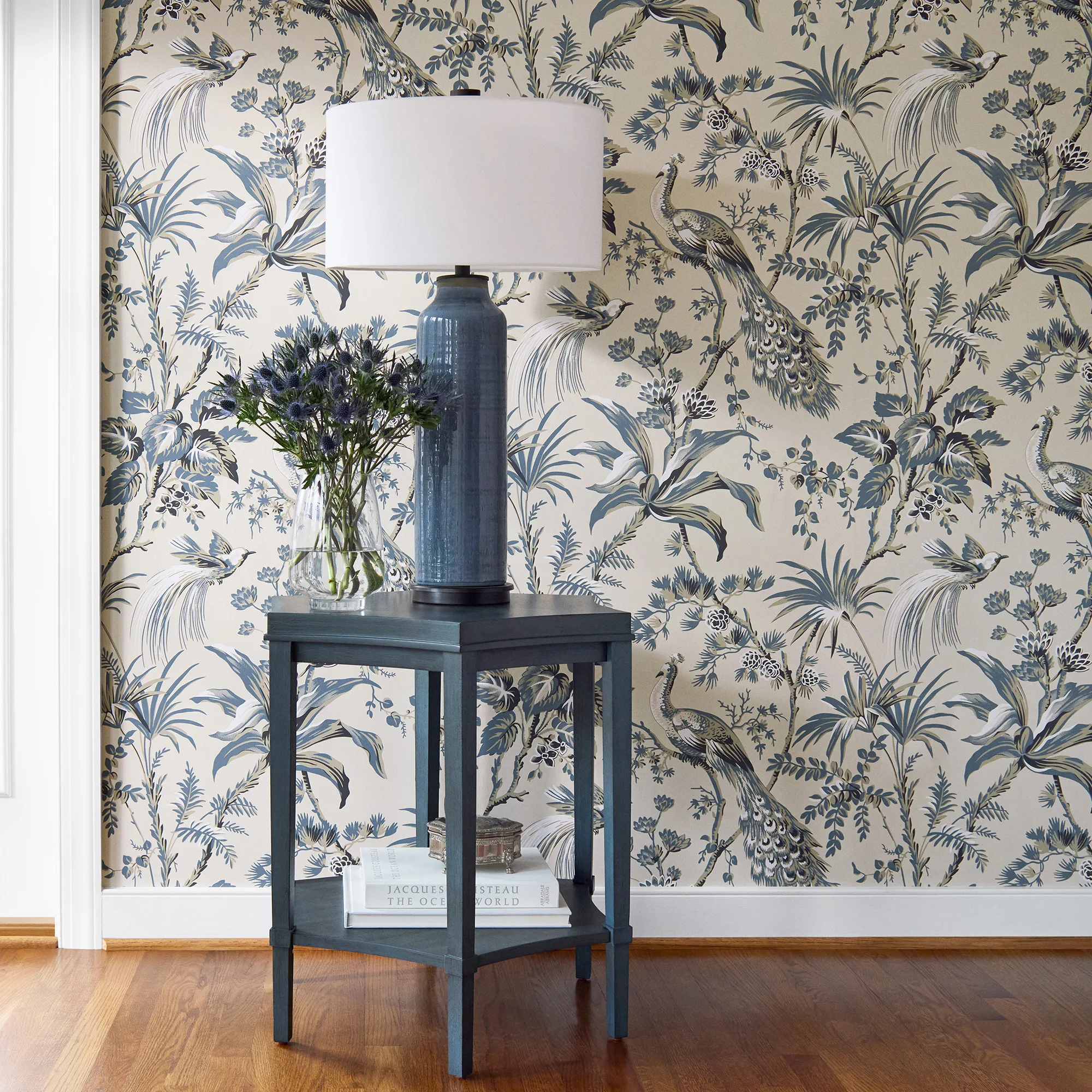 Anna French Peacock Toile in Slate and Black (AT57833)