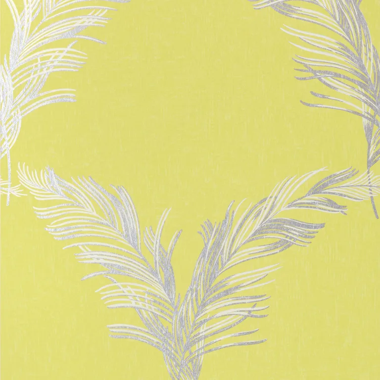 Anna French Plumes in Metallic Silver on Citron (AT7925)