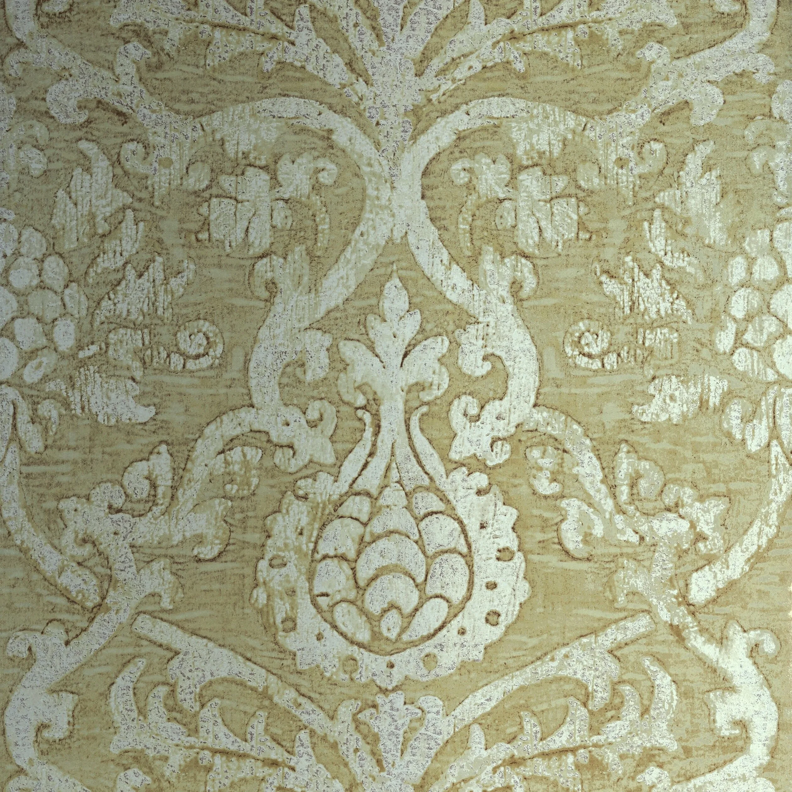 Thibaut Pravata Damask in Champagne on Foil (T89178)