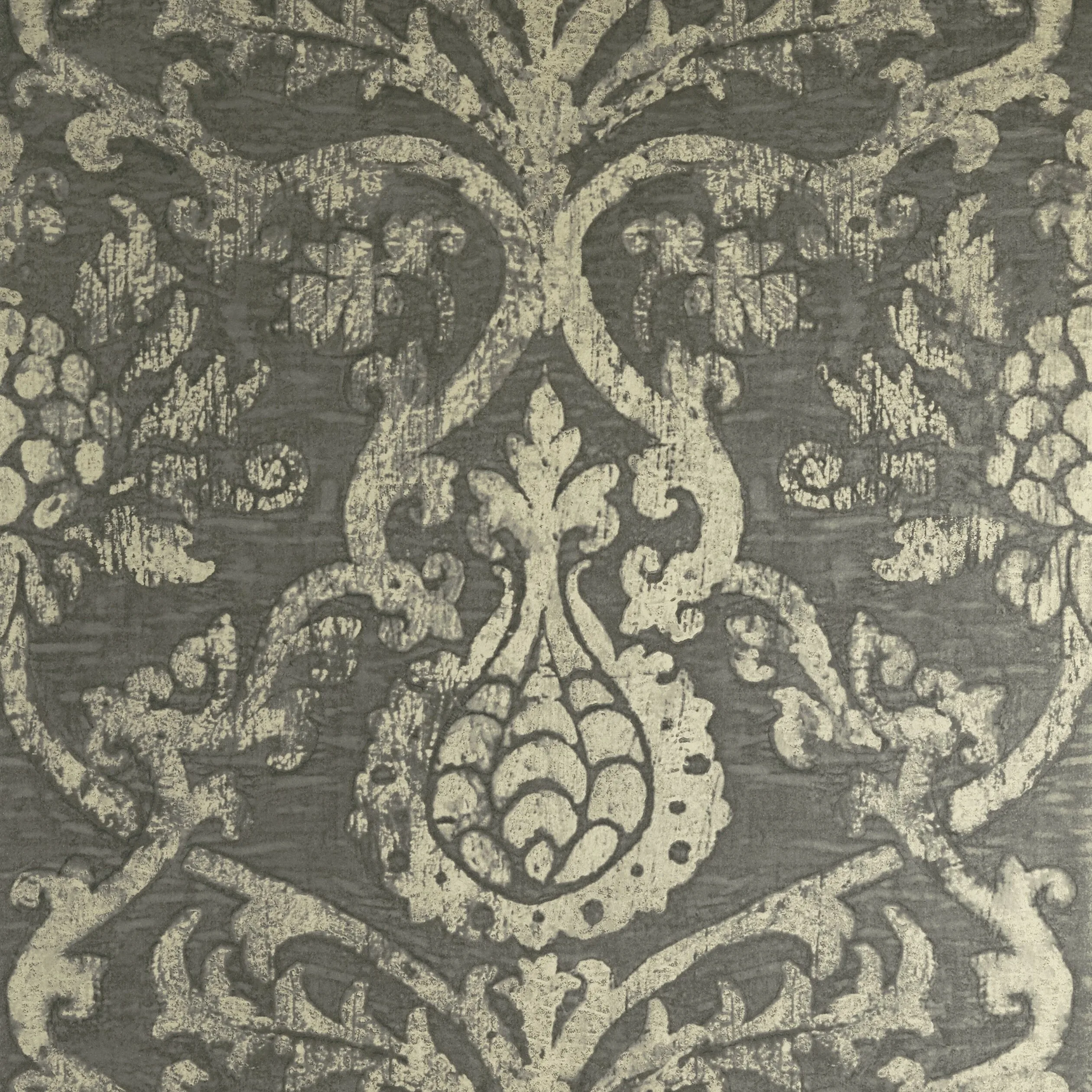 T89177 | Pravata Damask – Smoke on Foil