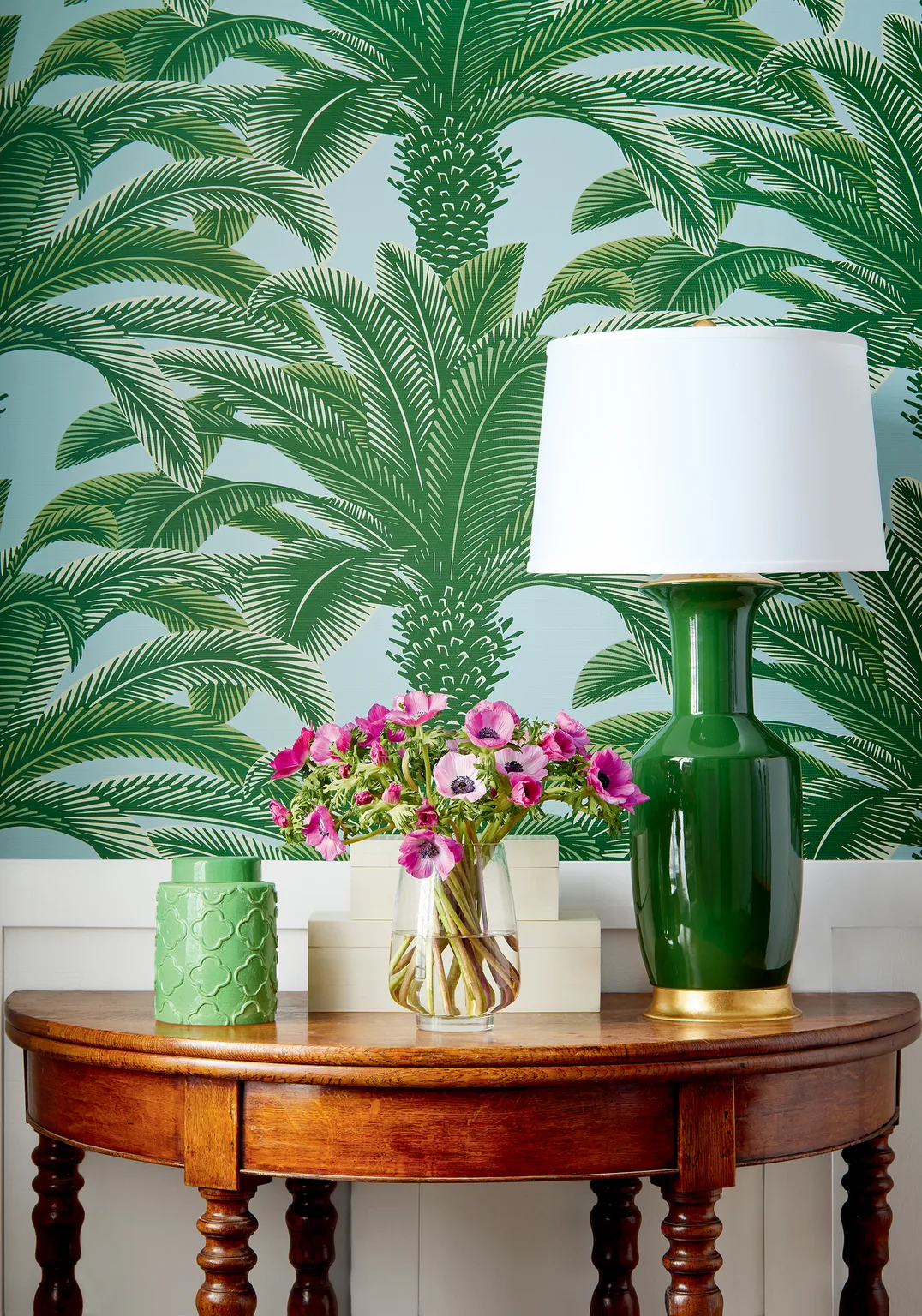 Thibaut Queen Palm in Green and Blue (T13908)