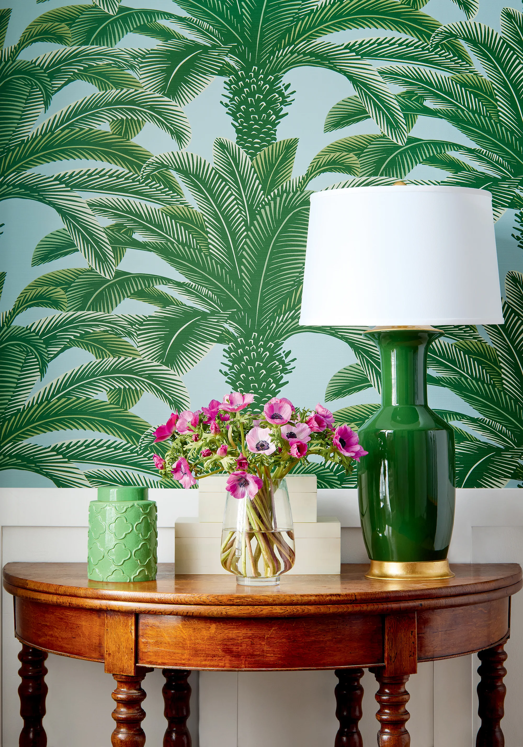 Thibaut Queen Palm in Green and Blue (T13908)
