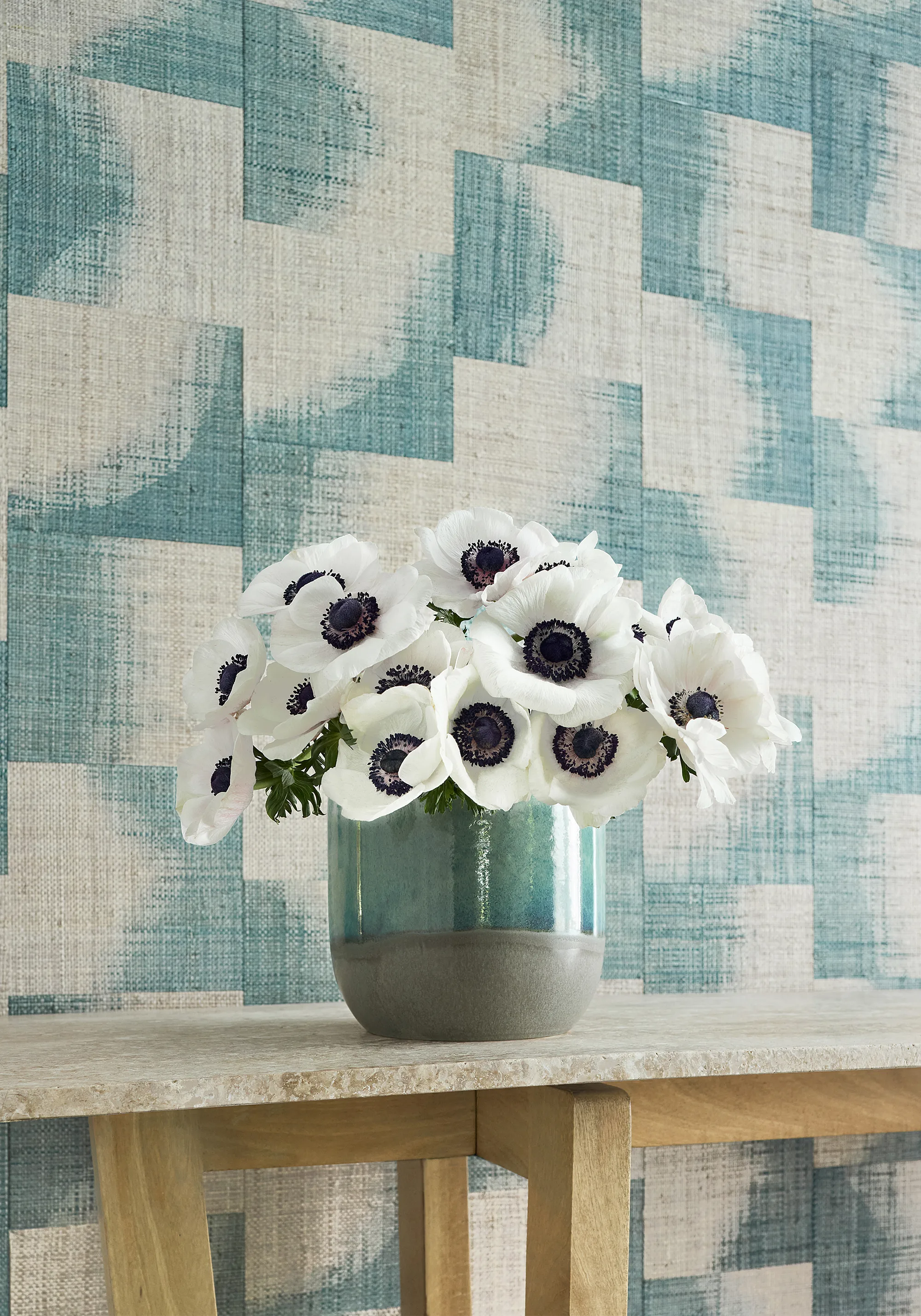Thibaut Raffia Squares in Mineral (T24429)