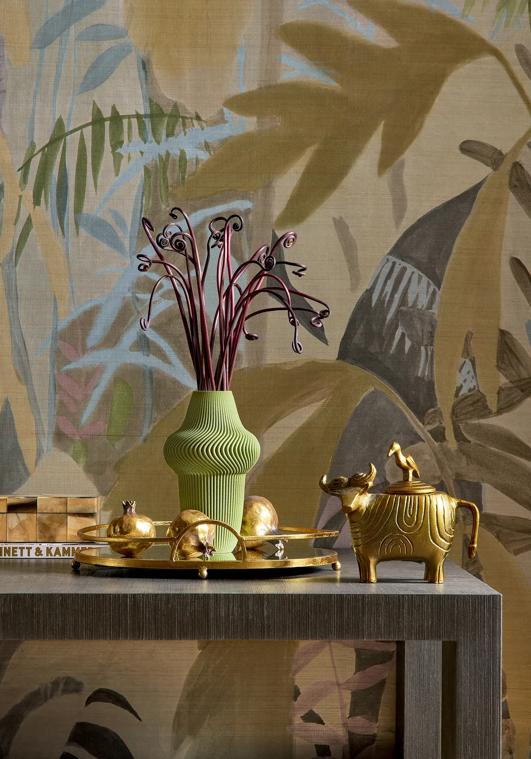 Thibaut Rainforest Mural in Neutral on Metallic (TM15854)