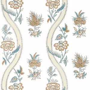 Thibaut Ribbon Floral in Beige and Spa Blue (T36425)