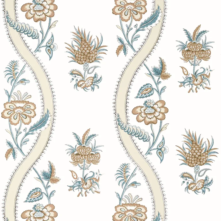Thibaut Ribbon Floral in Beige and Spa Blue (T36425)