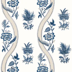 Thibaut Ribbon Floral in Blue and White (T36423)