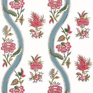 Thibaut Ribbon Floral in Raspberry and Teal (T36426)