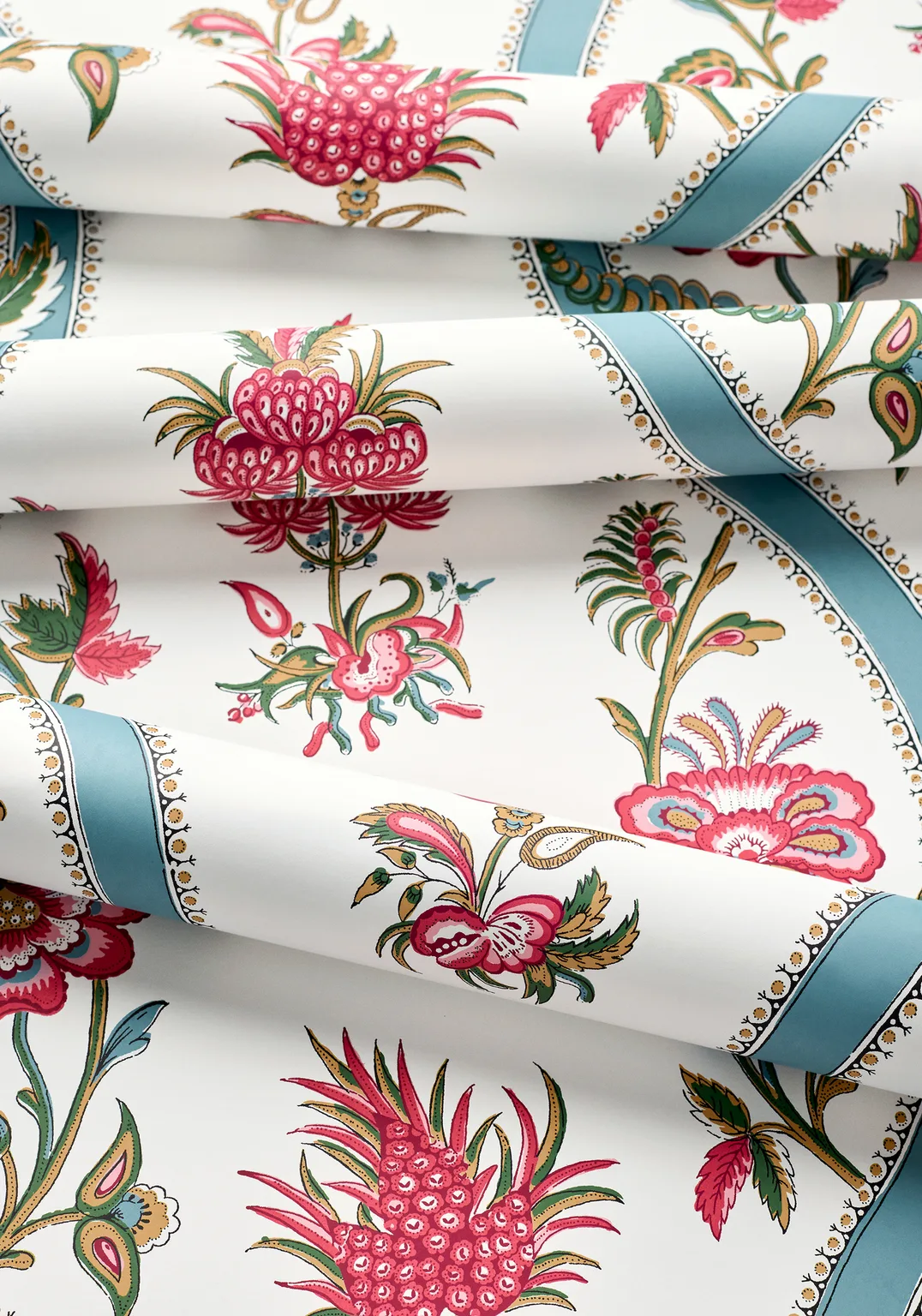 Thibaut Ribbon Floral in Raspberry and Teal (T36426)