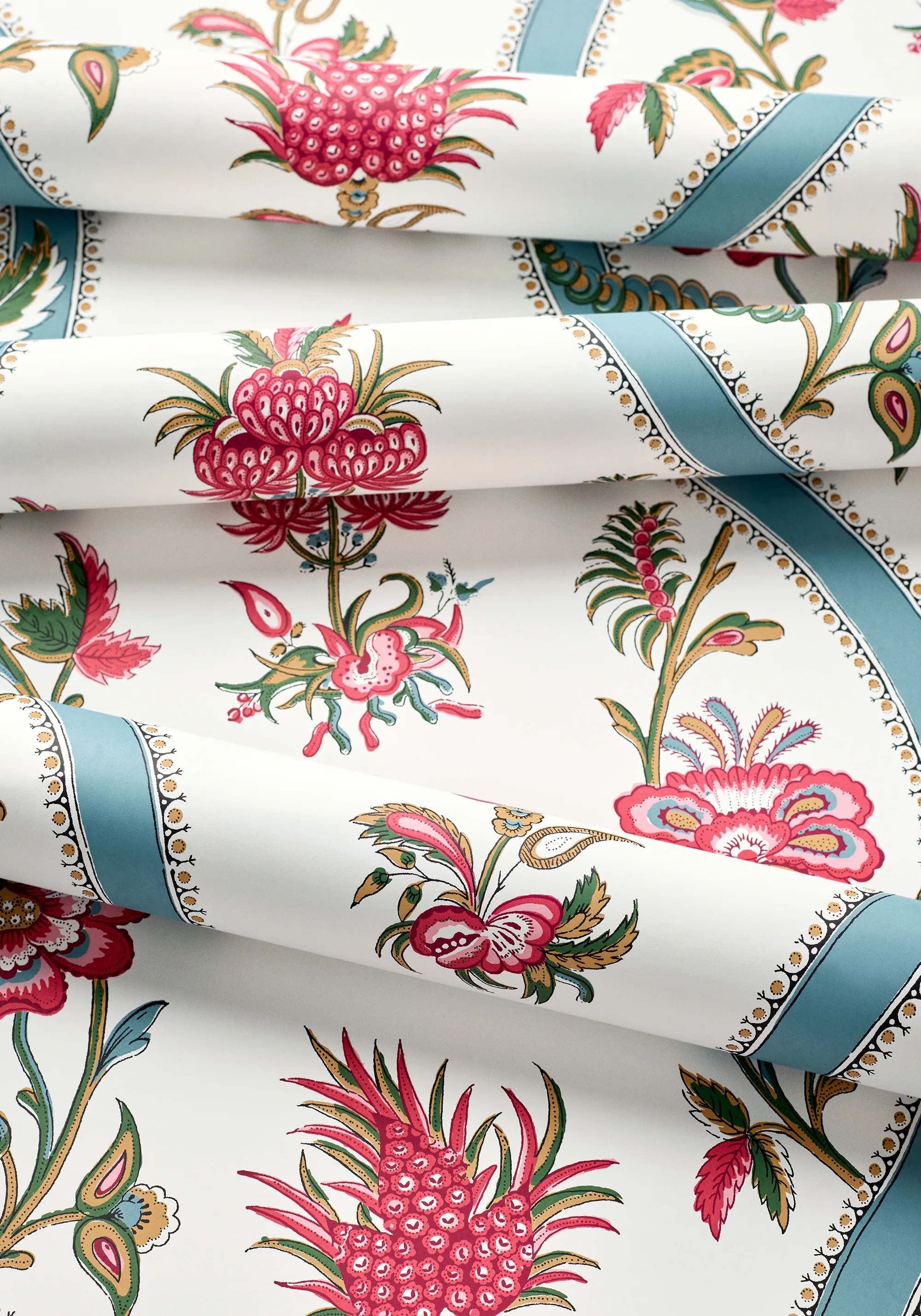 Thibaut Ribbon Floral in Raspberry and Teal (T36426)