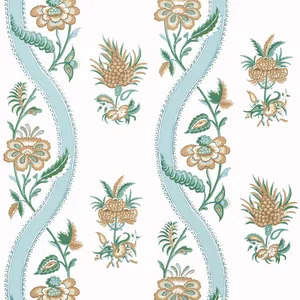 Thibaut Ribbon Floral in Seaglass and Gold (T36422)