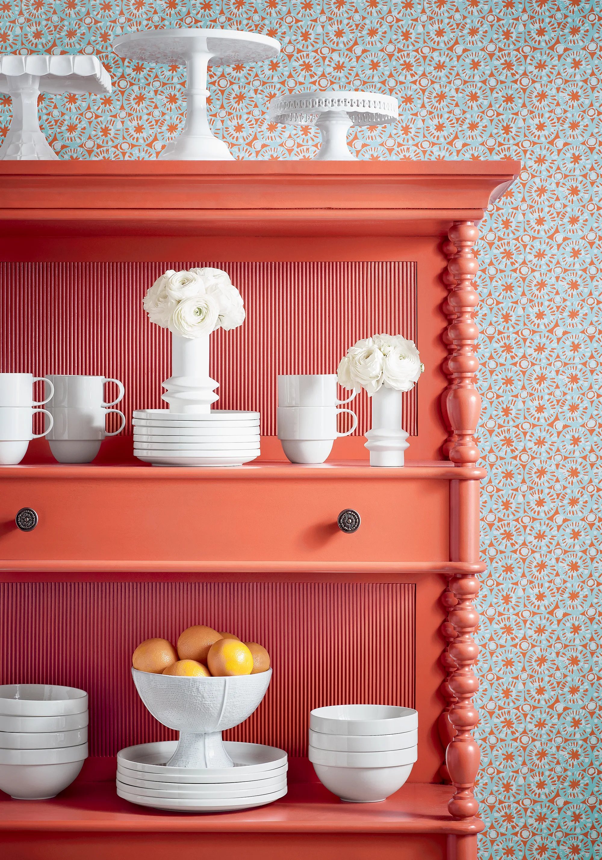Thibaut Sand Dollar in Coral and Blue (T15857)