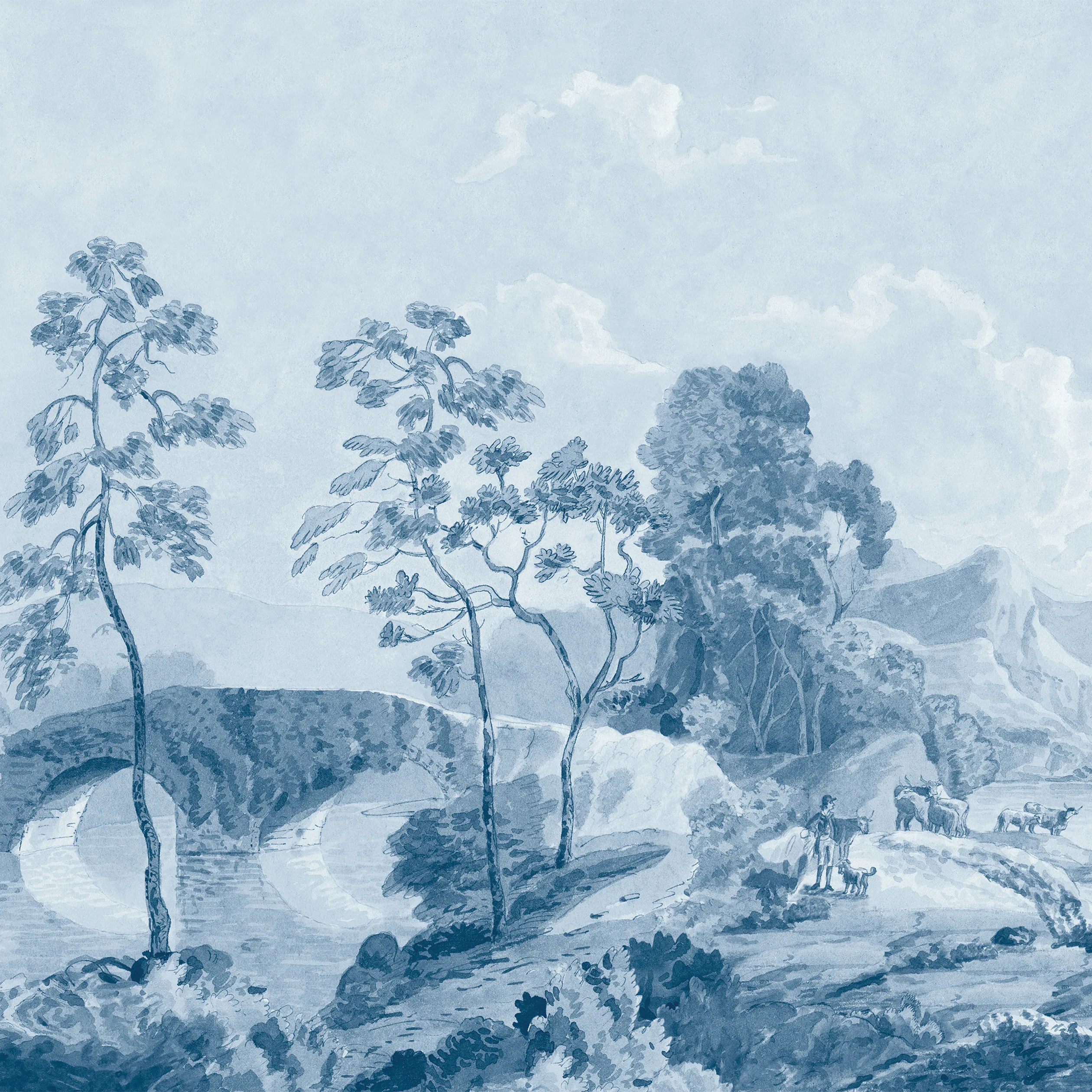 Anna French Savery Mural in Blue (ATM24573)