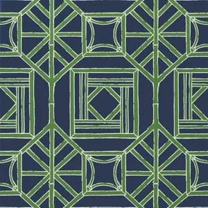 Thibaut Shoji Panel in Navy and Green (T75521)