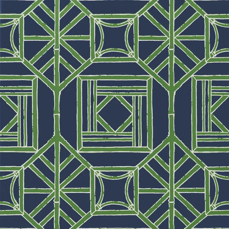 Thibaut Shoji Panel in Navy and Green (T75521)