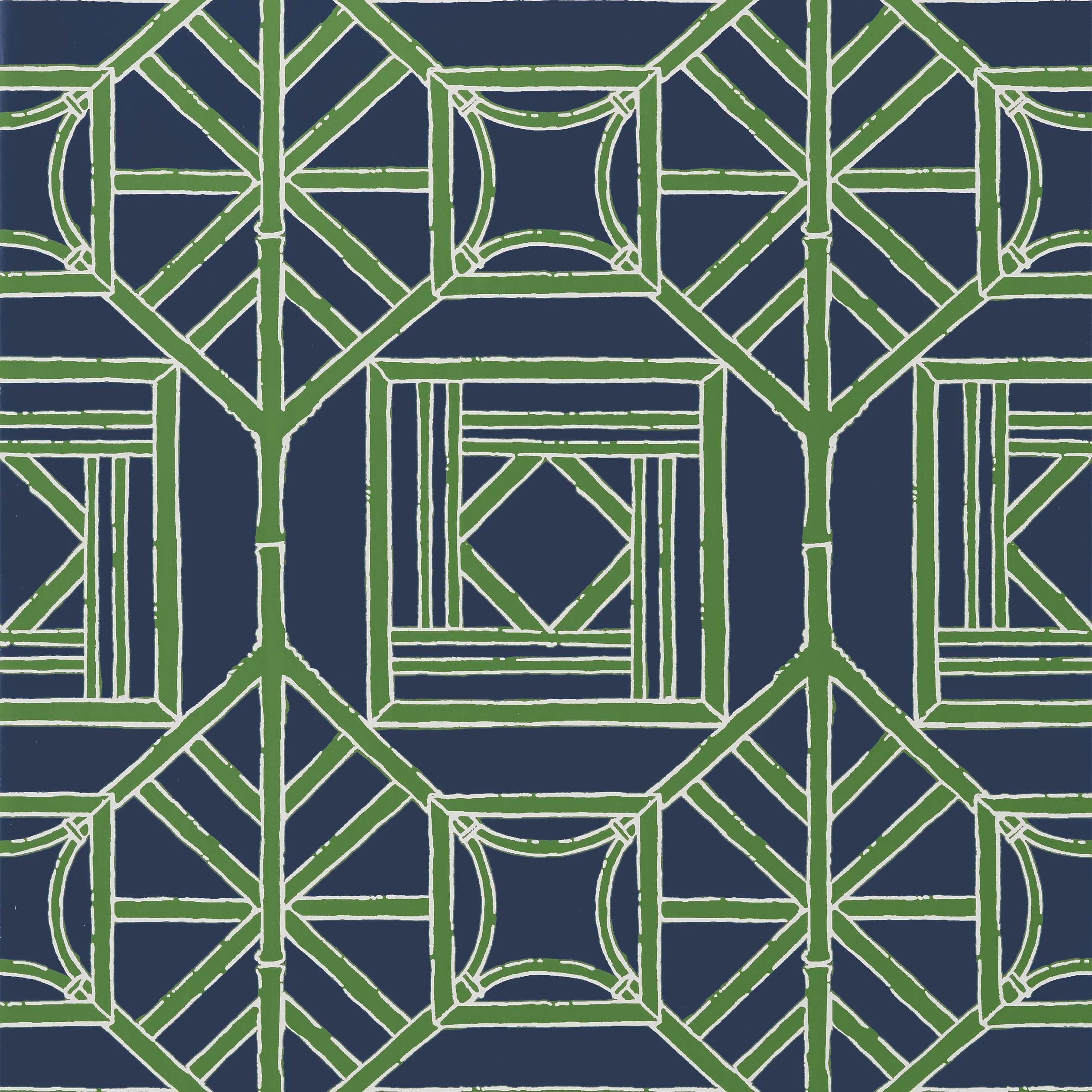 Thibaut Shoji Panel in Navy and Green (T75521)