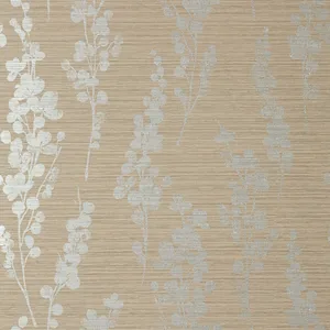 Thibaut Spring Blooms in Metallic Silver on Taupe (T41053)