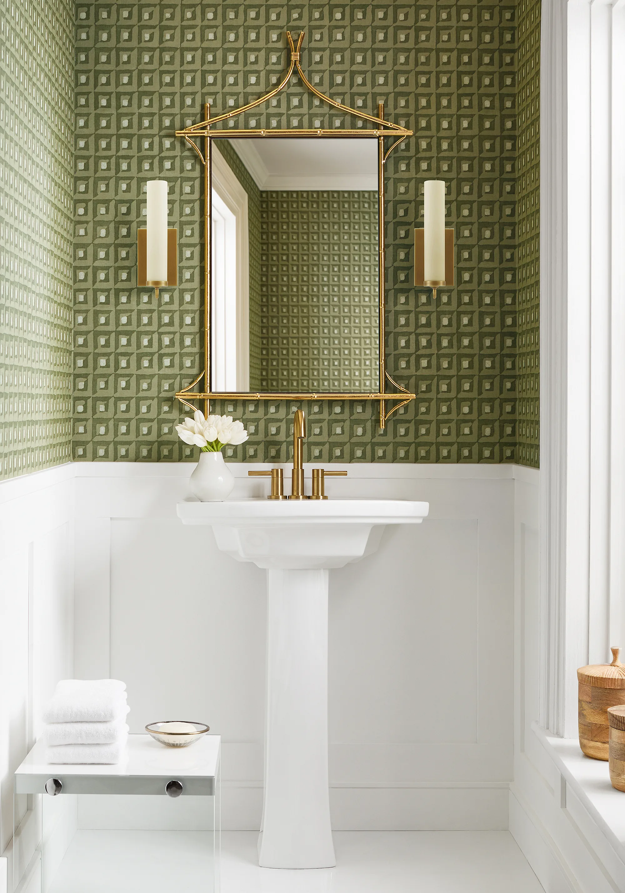Thibaut Square Dance in Olive Green (T12846)