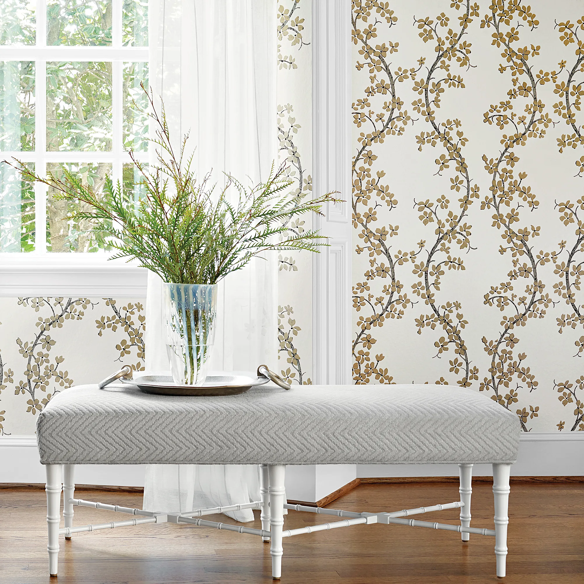 Anna French St. Albans Grove in Metallic Gold on Pearl (AT6157)