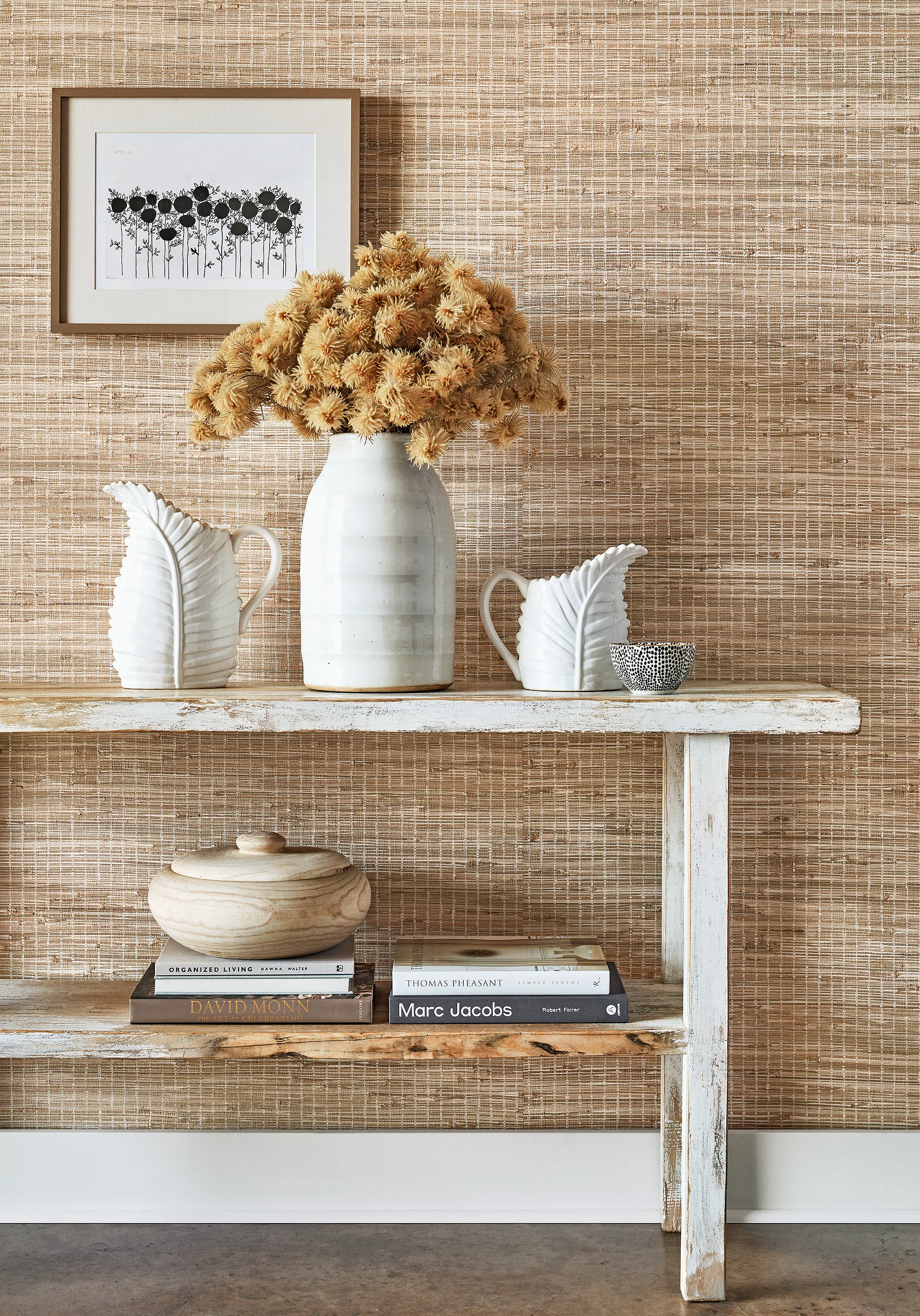Thibaut Sutton Stripe in White on Natural (T24087)