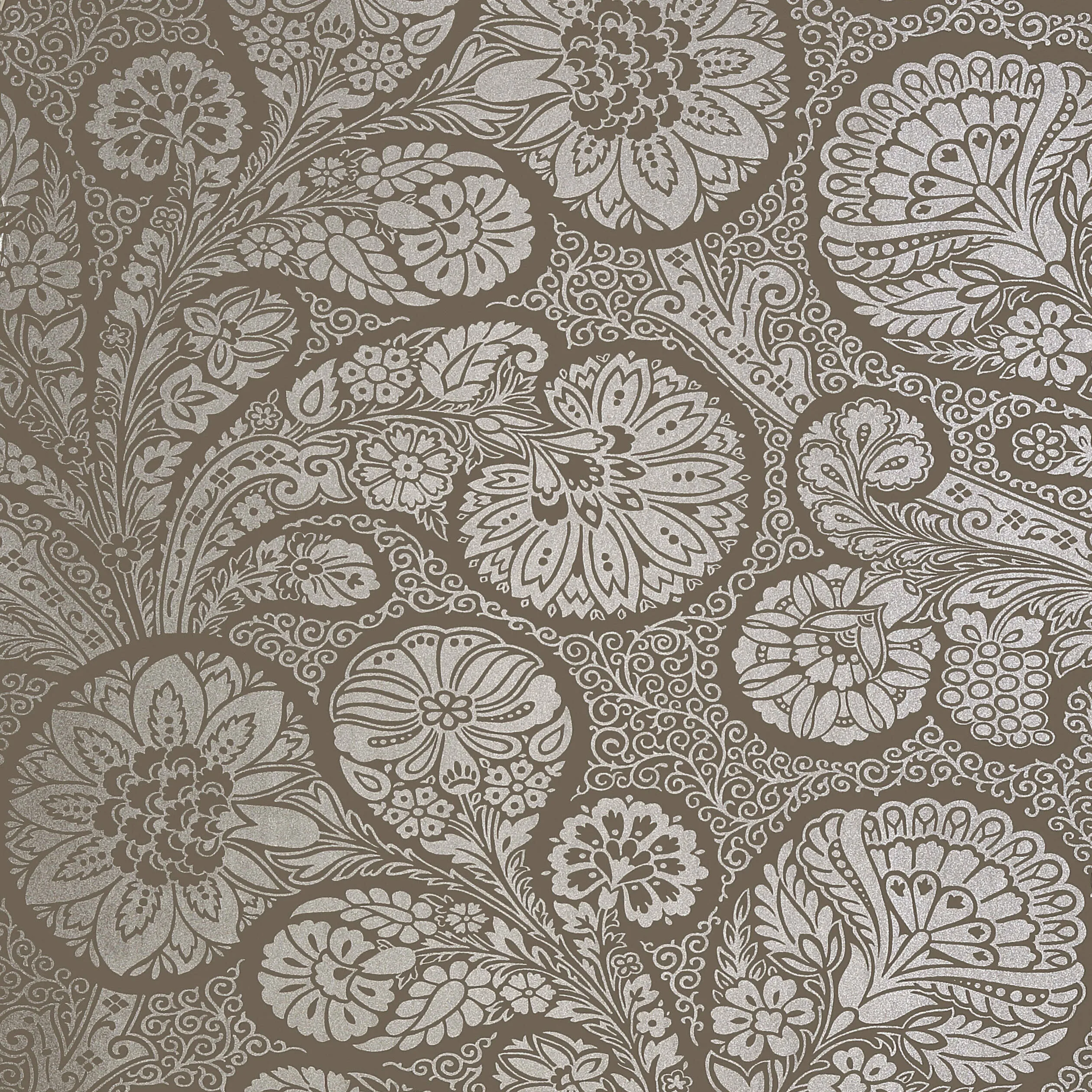 T13064 | Troubadour – Metallic Silver on Dark Taupe